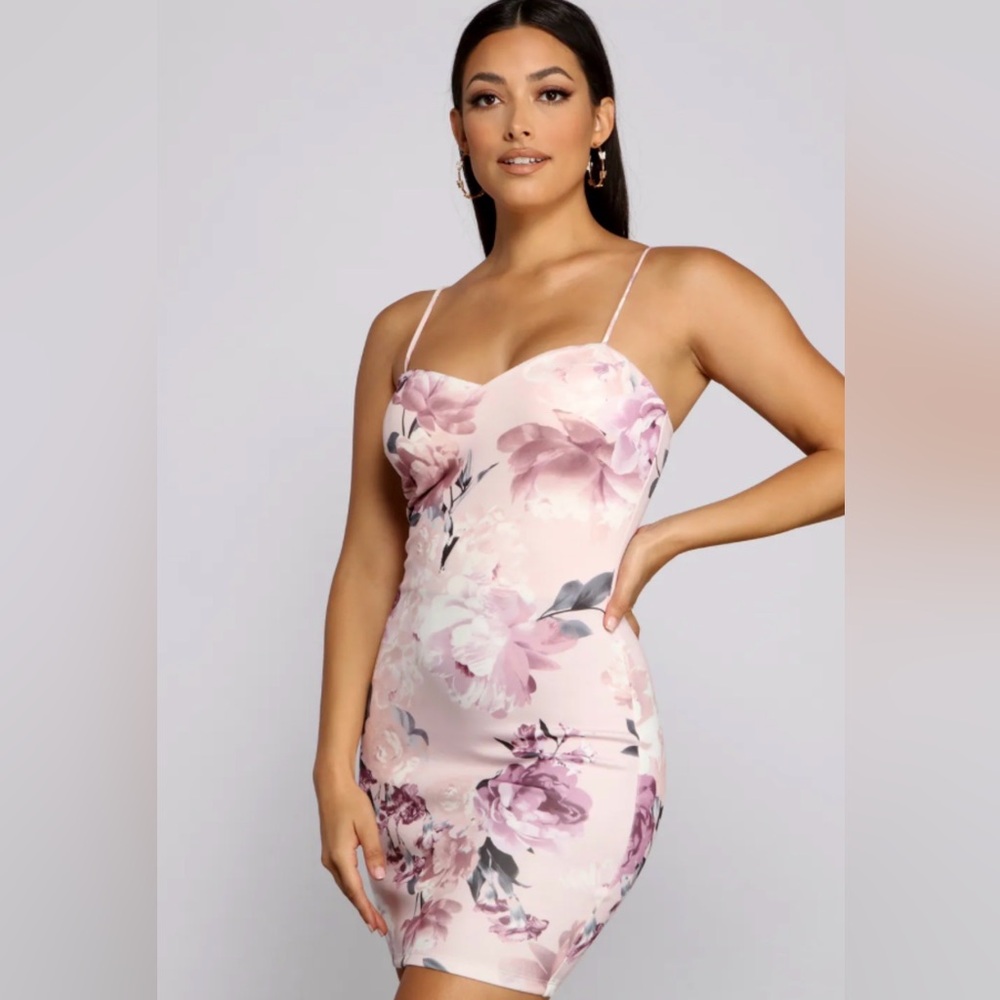 Windsor Blush Floral Mini Dress bodycon floral dance size 4